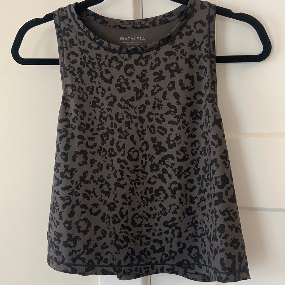 ATHLETA Leopard Print Cropped Tank Top